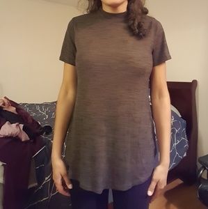 High neck ribbed short sleeve